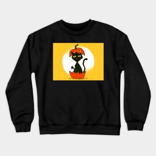 funny cat in the Pumkin Halloweentee Gift for Girls retro Crewneck Sweatshirt